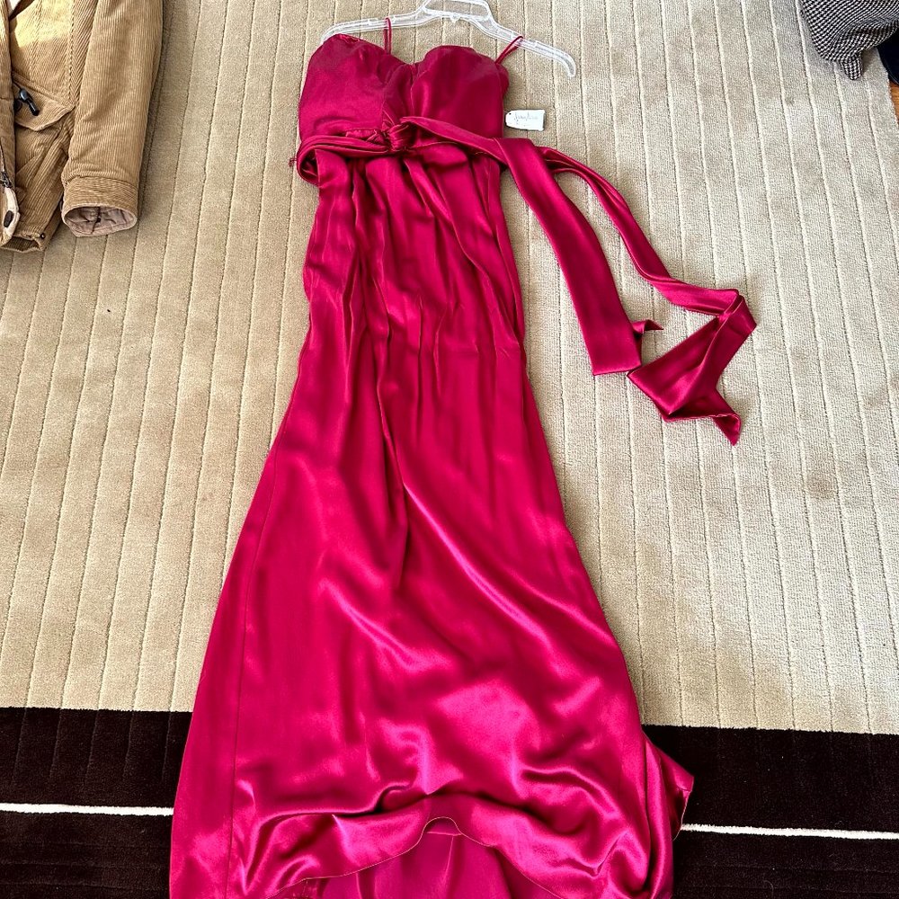 Nicole Miller Red Silk Strapless Gown Cocktail Evening Dress CA0166 Size 6 S M
